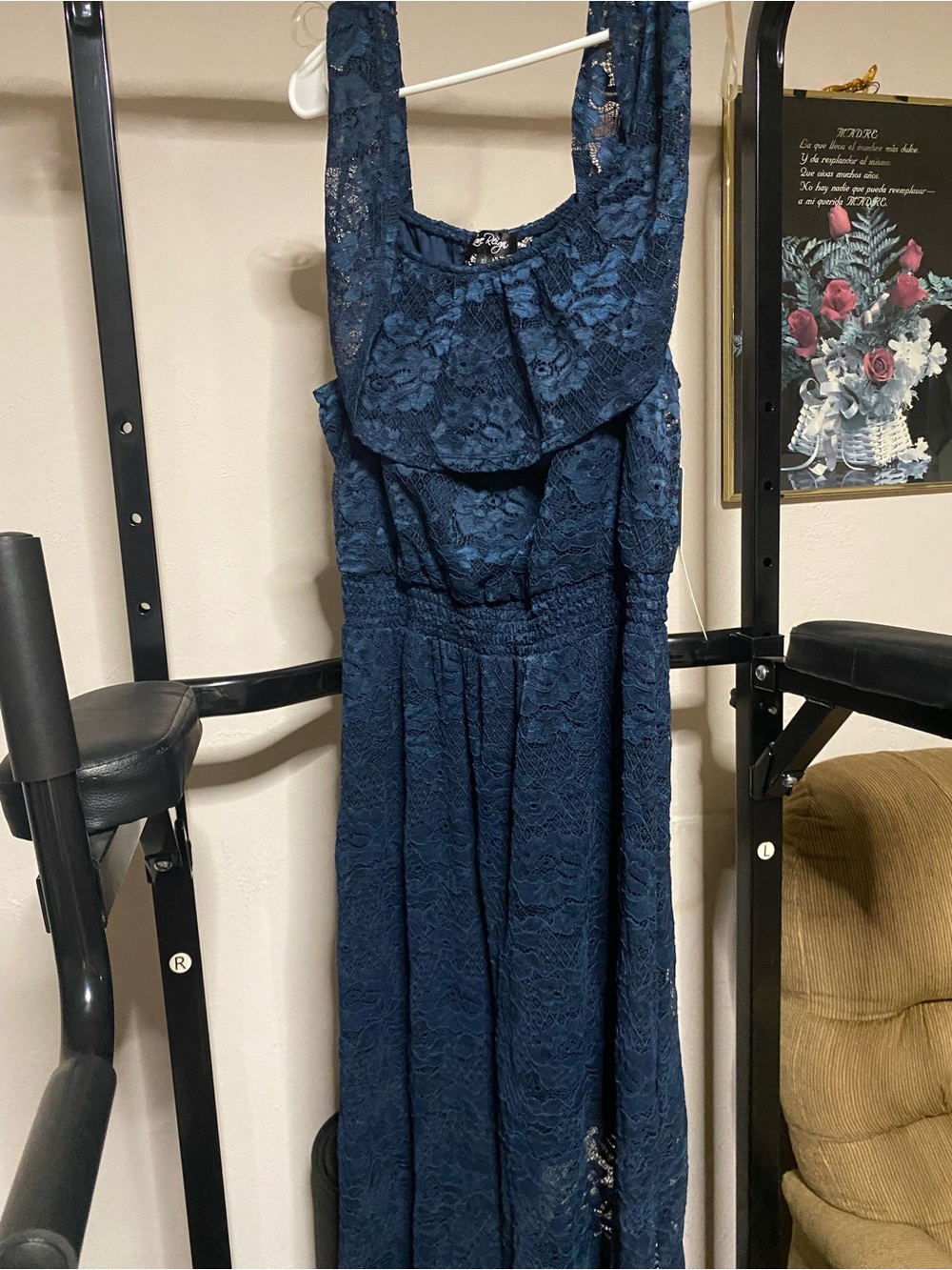 Sleeveless Navy Lace Maxi Dress